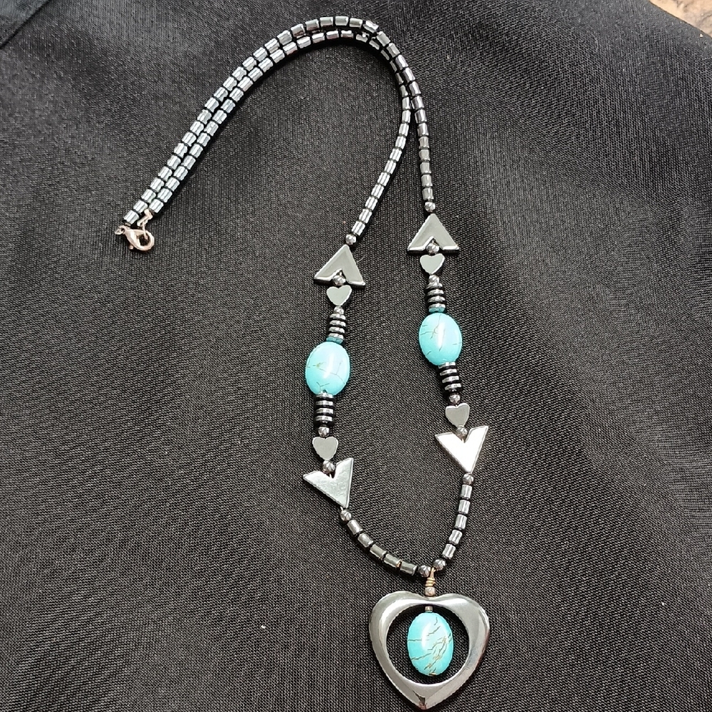Southwest Inspired  Turquoise Heart Necklace